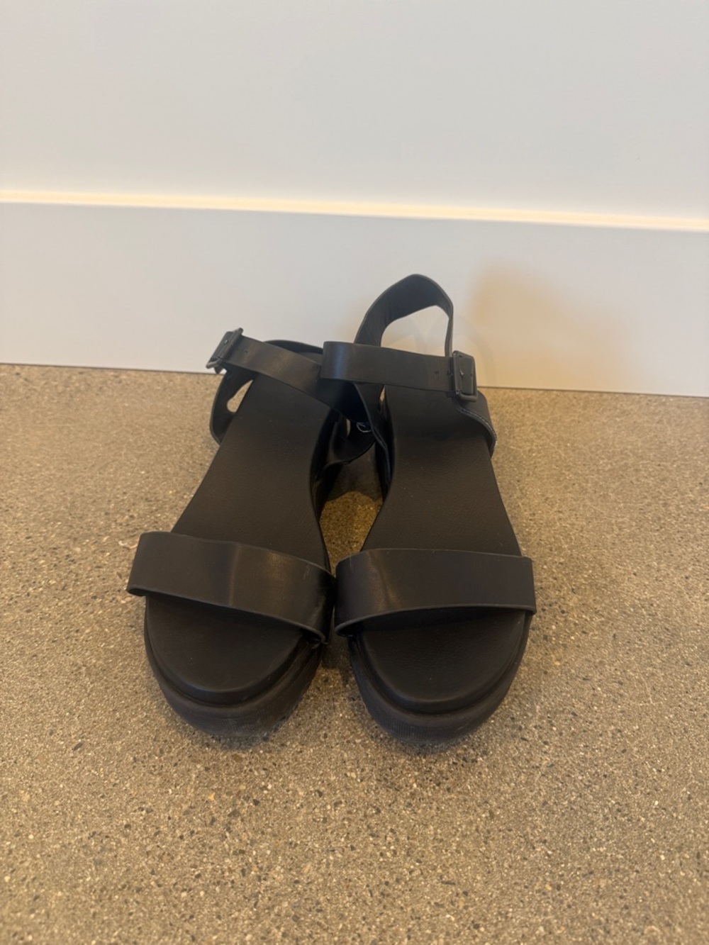 MIA Black Adjustable Strap Platform Sandals